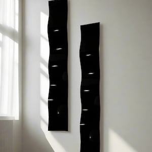 Metal Wall Art Black Wave Set of 2, Modern Metal Art, Wall Sculpture Wall Hanging Office Decor - Metal Wall Art by Jon Allen