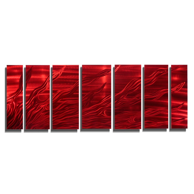 Red Modern Metal Wall Art Abstract Metal Painting Home Decor Accent Bright Bold Colorful Art Dragons Breath by Jon Allen image 5