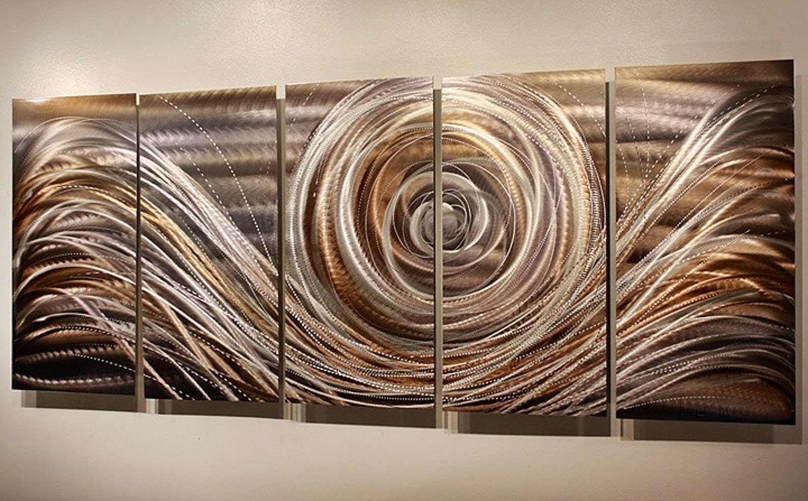 Copper Silver Metal Wall Art Multi Panel Wall Art Abstract Etsy