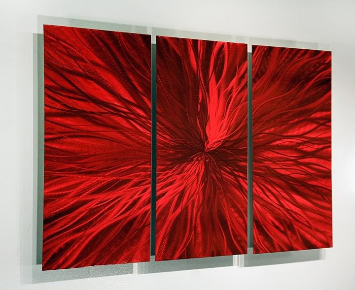 Red Modern Metal Wall Art Contemporary Home Decor Bold | Etsy