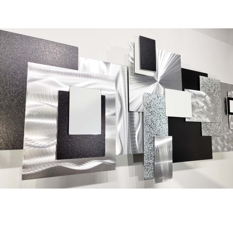 Black & White Metal Wall Art Large Geometric Art Abstract 3D - Etsy