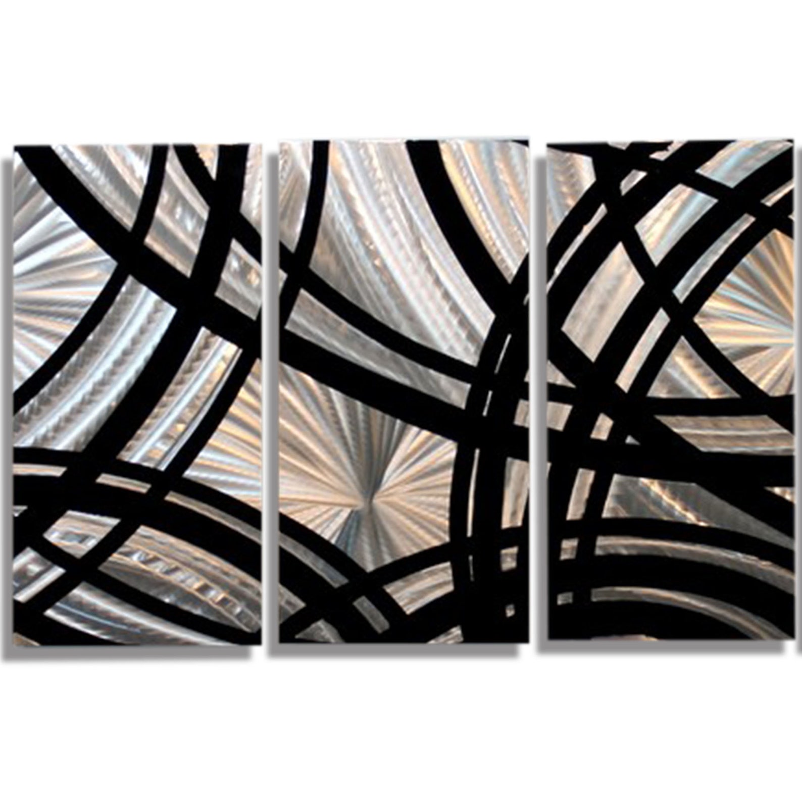 Silver & Black Abstract Painting Metal Wall Art Multi Panel Etsy