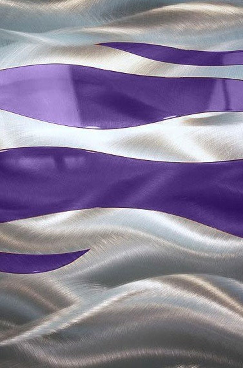 Purple Silver Metal Wall Art Multi Panel Wall Art Abstract Etsy