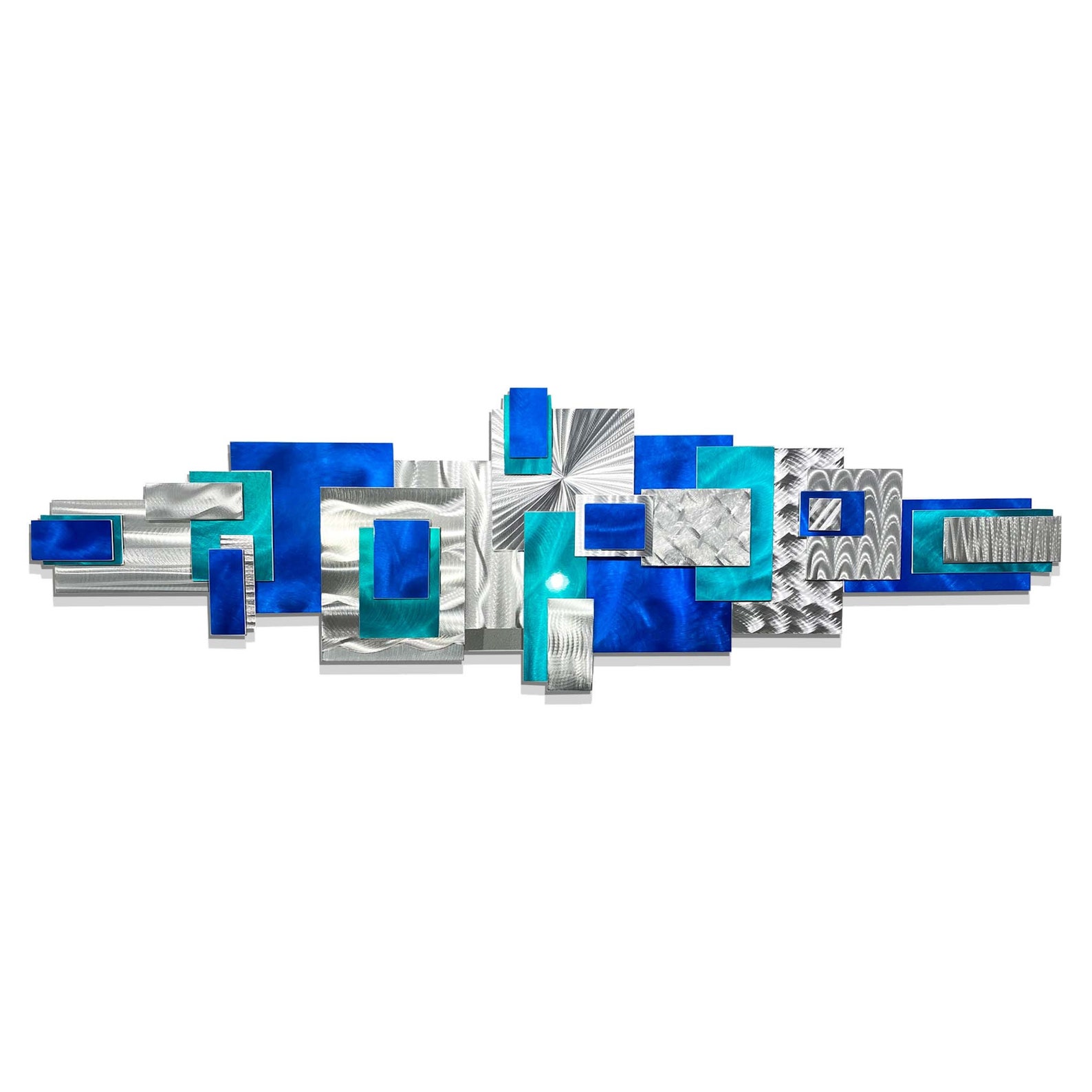 Blue & Silver Metal Wall Art Large Geometric Art Abstract 3D Etsy