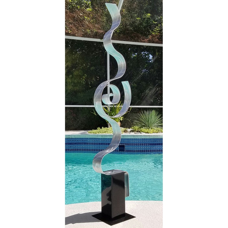 Modern Metal Sculpture, Abstract Indoor Outdoor Art, Contemporary Garden Decor Metal Yard Art Looking Forward by Jon Allen image 3