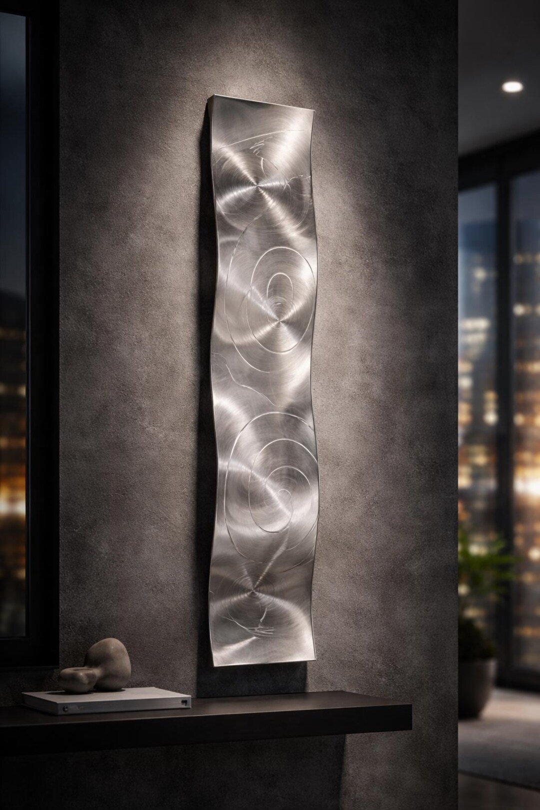 Silver Metal Wave Wall Sculpture, Hand-textured Abstract Art, Modern ...