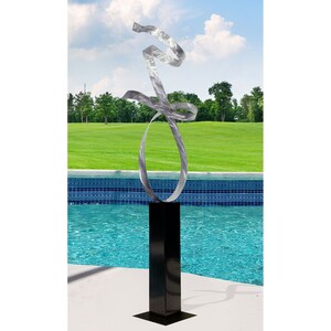 Large Metal Sculpture, Indoor Outdoor Art, Abstract Garden Decor, Modern Home Office Decor Silver Sculpture Allure by Jon Allen image 4