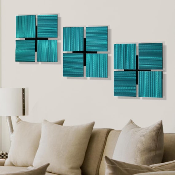 Modern Abstract Metal Wall Sculpture Art Painting Home Decor Design Teal Aqua Modern Abstract Metal Wall Sculpture Art Painting Home Decor Design Teal Aqua