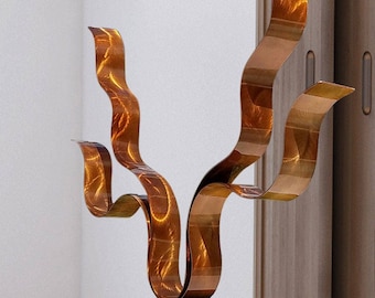 Abstract Metal Sculpture, Indoor Outdoor Art, Large Yard Sculpture Copper Sculpture - Reaching Out Copper by Jon Allen