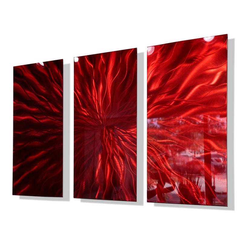 Red Metal Wall Art Multi Panel Wall Art Abstract Painting Etsy