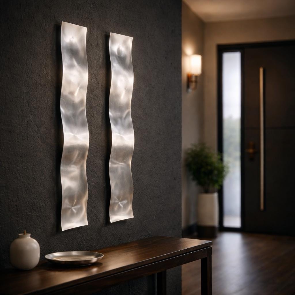 Silver Metal Wave Wall Sculpture, Hand-textured Abstract Art, Modern ...