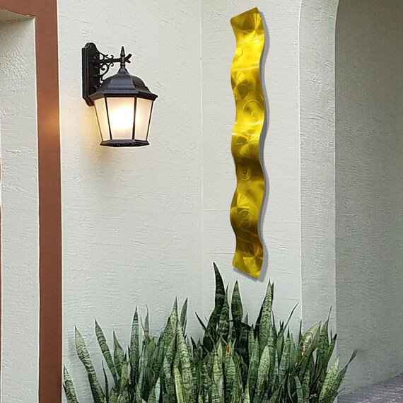 Vibrant Yellow Modern Metal Wall Art Abstract Wall Accent Etsy