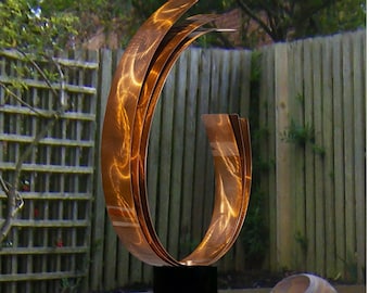 Abstract Metal Sculpture, Indoor Outdoor Art, Large Yard Sculpture Copper Sculpture 49" Tall - Copper Triple C 24 by Jon Allen