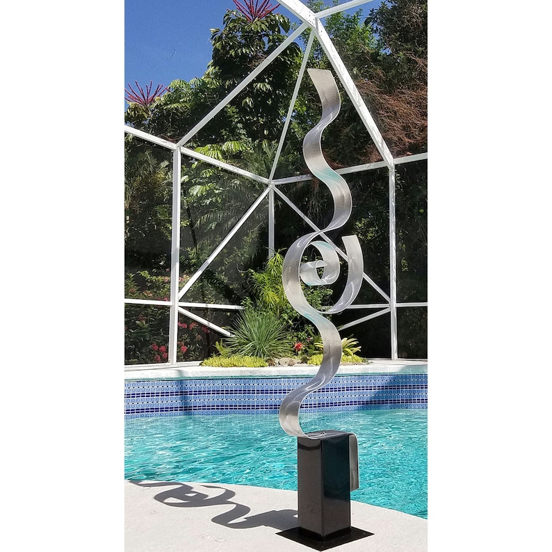 Modern Metal Sculpture, Abstract Indoor Outdoor Art, Contemporary Garden Decor Metal Yard Art Looking Forward by Jon Allen image 6