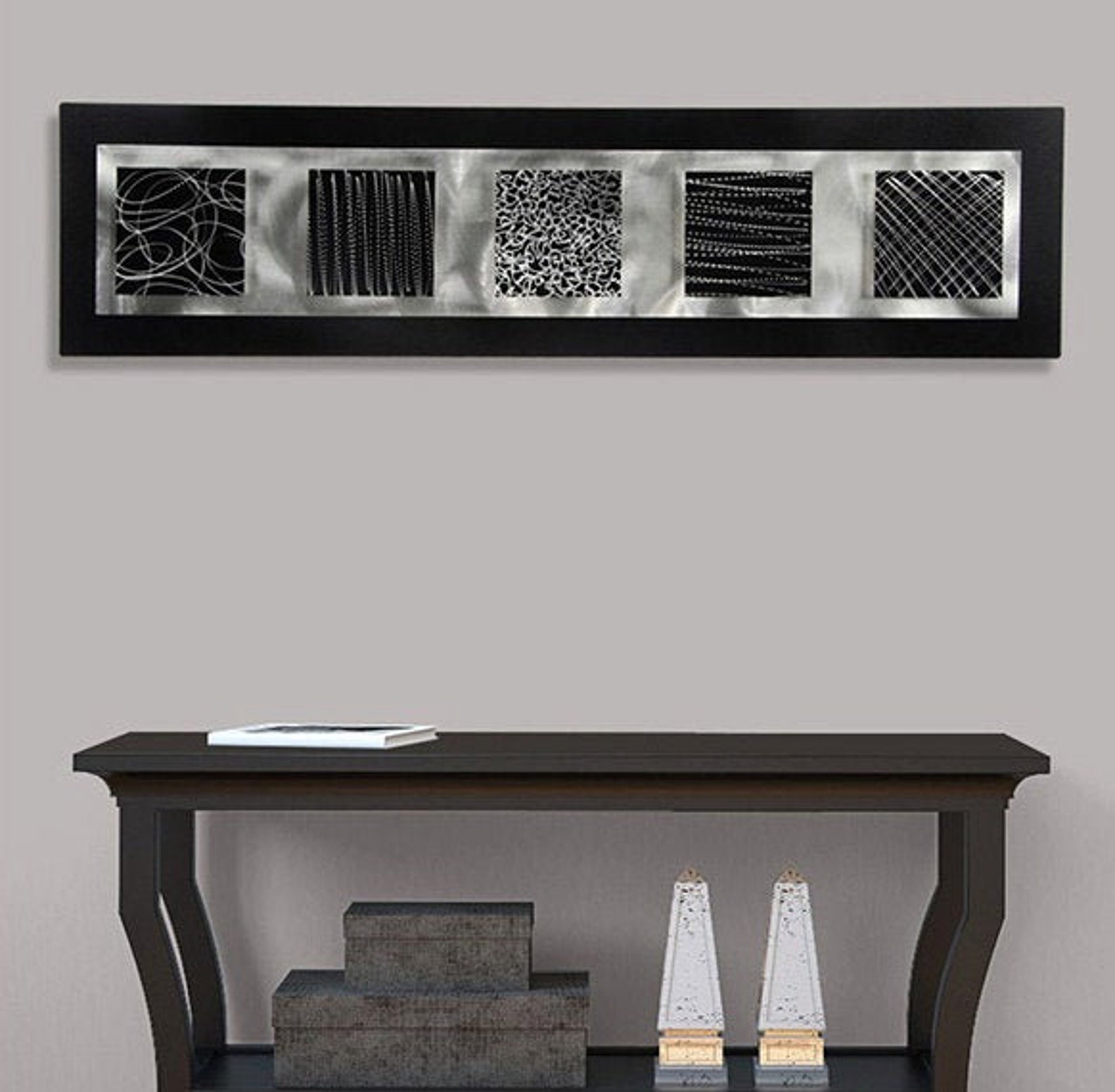 Silver & Black Metal Wall Art Large Wall Art Abstract 3D Etsy