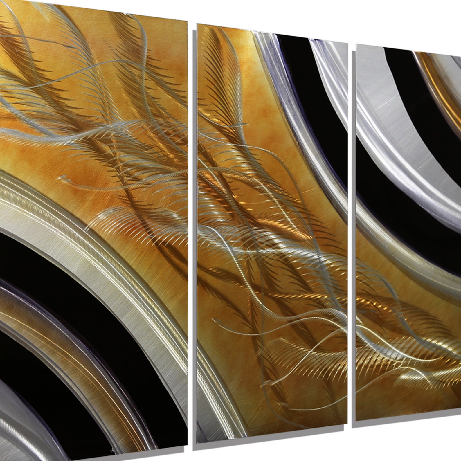 Black & Gold Metal Wall Art Multi Panel Wall Art Abstract Etsy