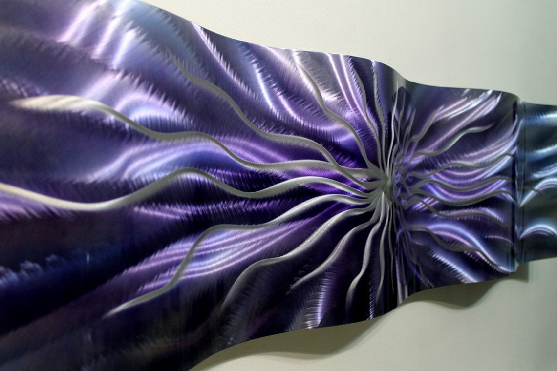 Purple & Silver Abstract Metal Wall Sculpture Modern Metal Etsy