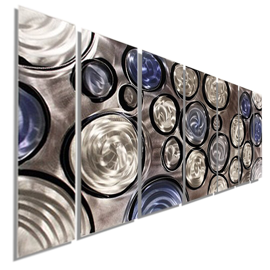 Silver & Blue Metal Wall Art Multi Panel Wall Art Abstract Etsy