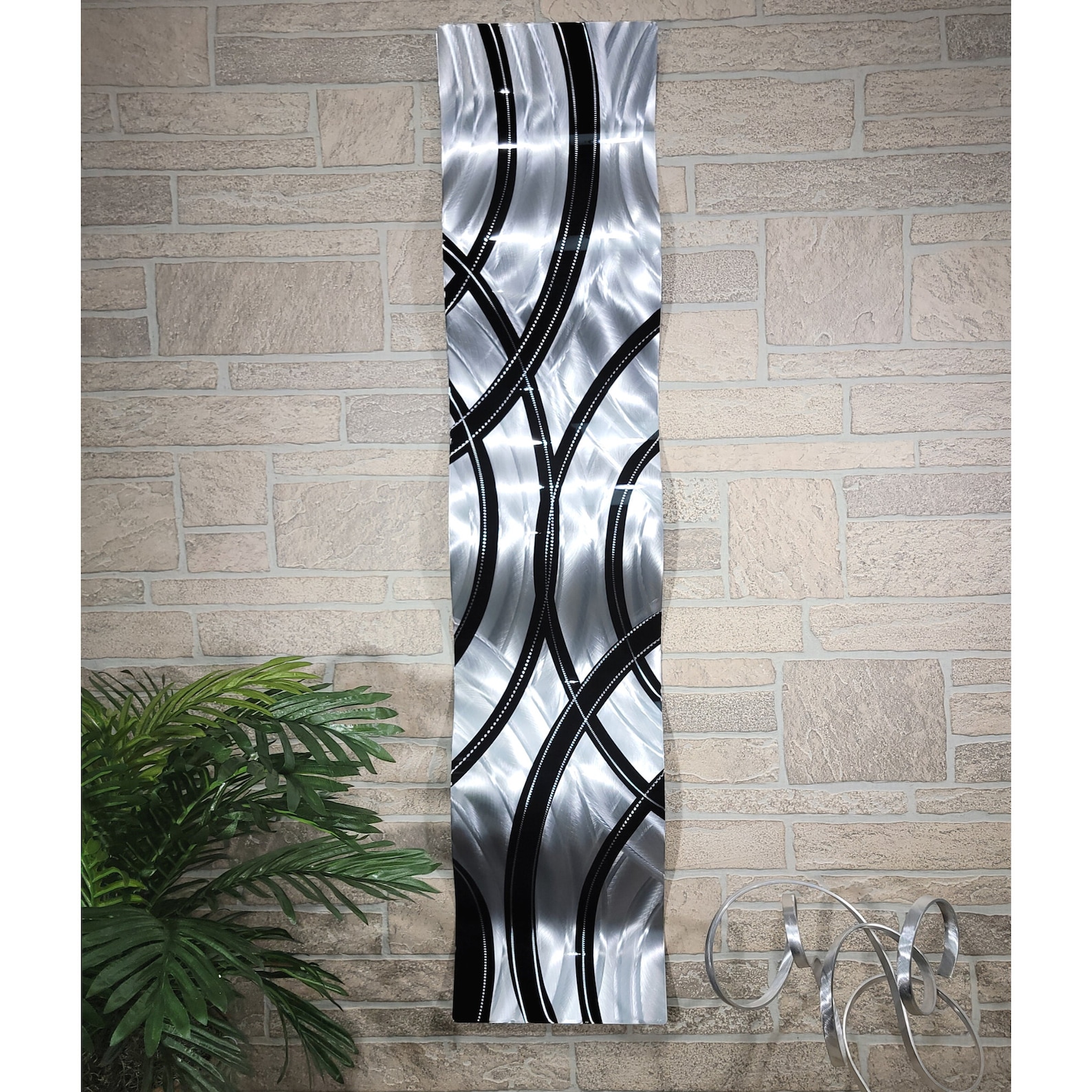 Silver and Black Metal Wall Art, Modern Metal Art Abstract 3D Wall