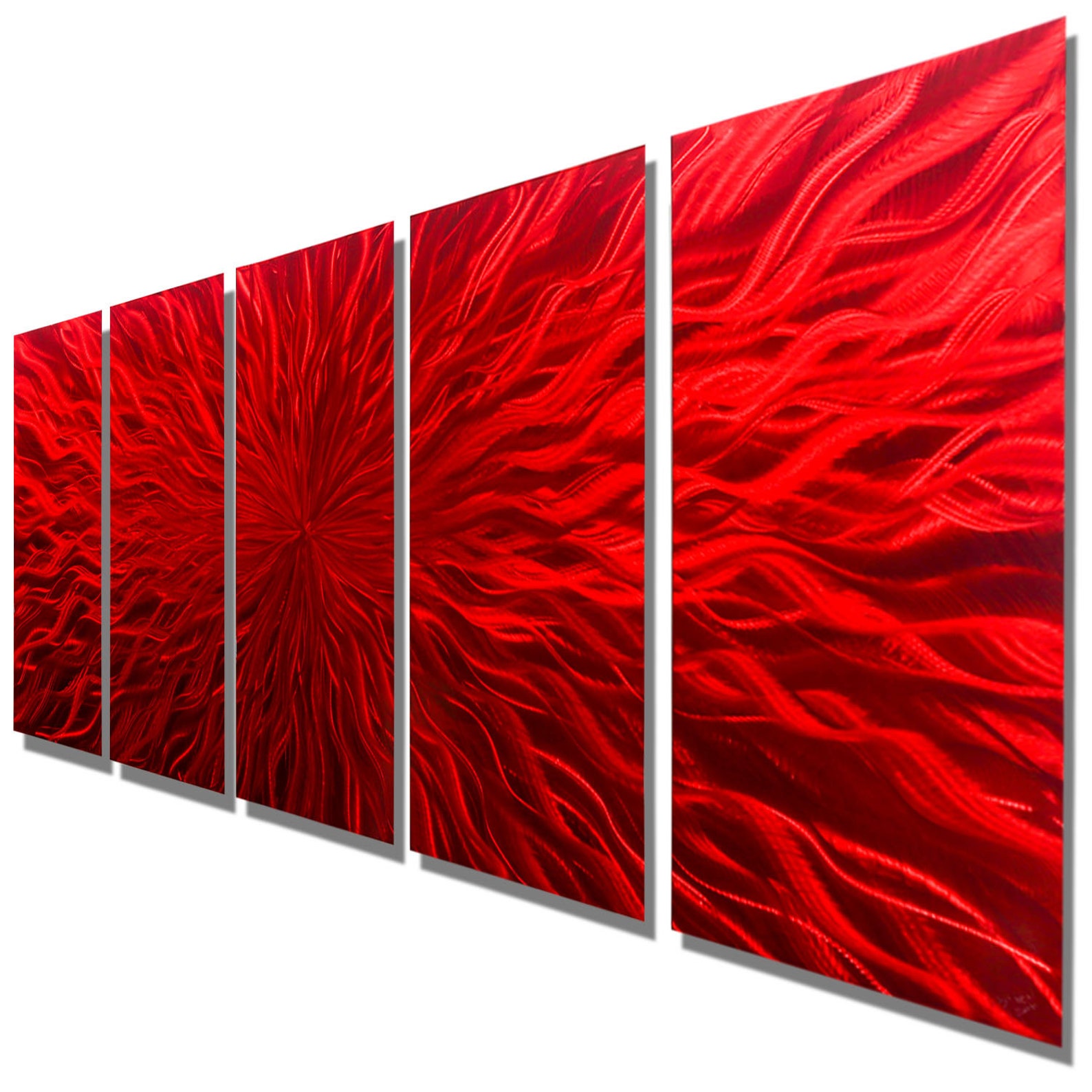 Red Metal Wall Art Multi Panel Wall Art Abstract Painting Etsy