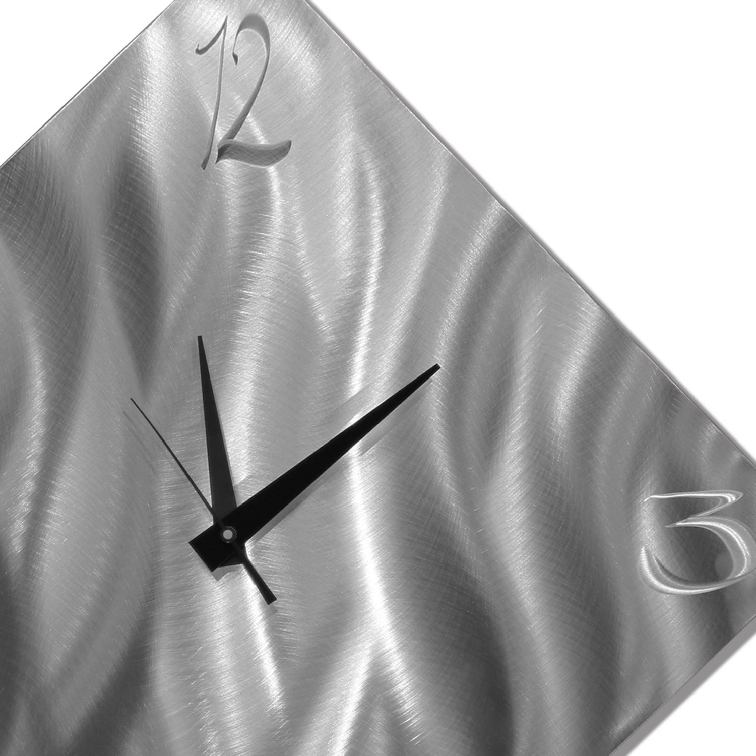 Silver Modern Metal Wall Clock Contemporary Functional Art Etsy