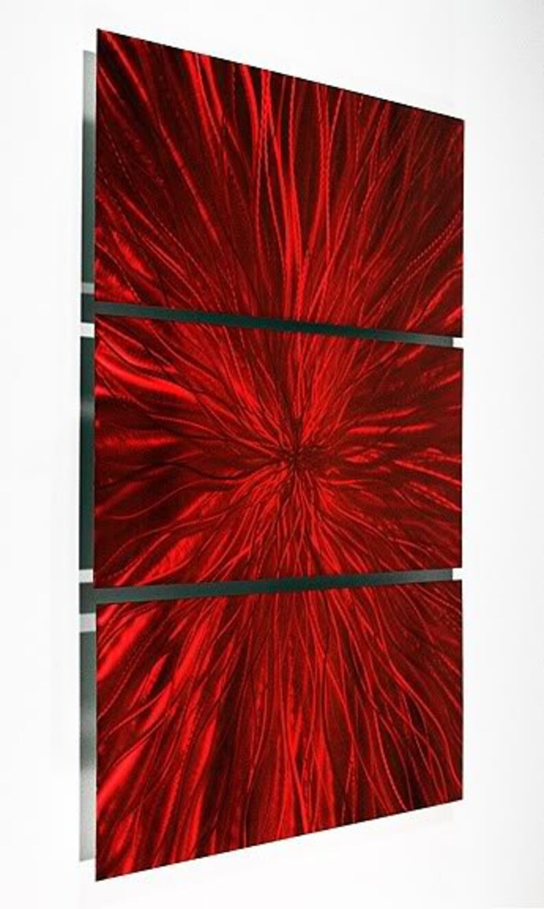 Red Modern Metal Wall Art Contemporary Home Decor Bold Etsy