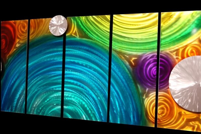 Colorful Large Abstract Metal Wall Art Modern Metal Painting | Etsy