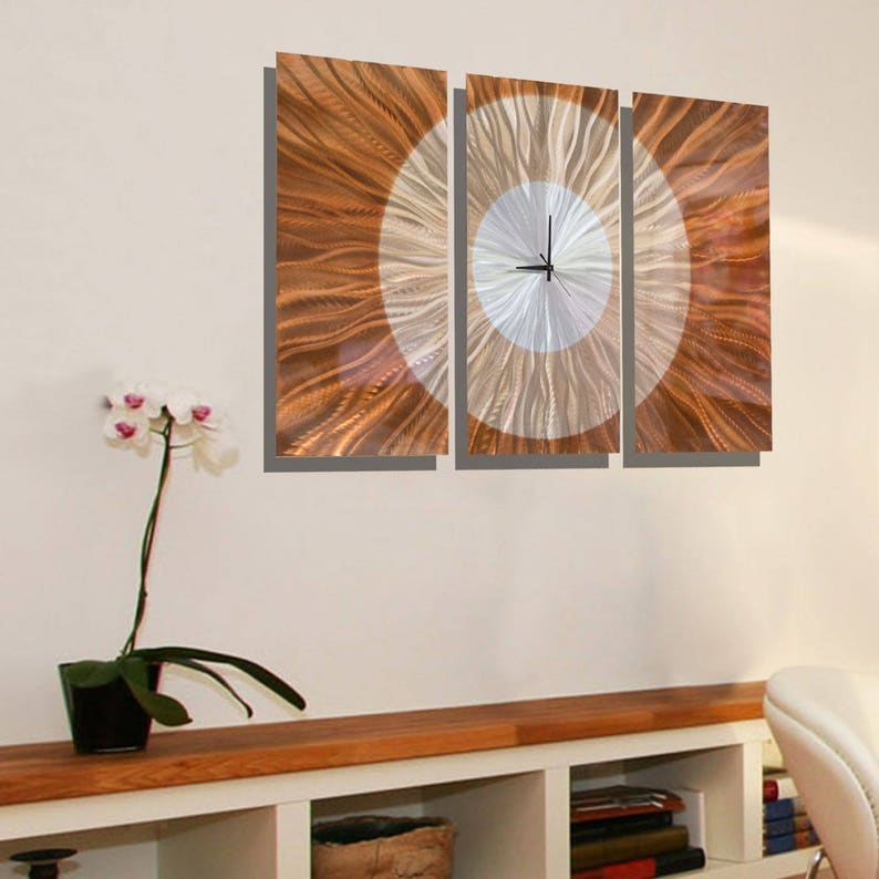 Large Metal Wall Clock Abstract Functional Art Modern - Etsy