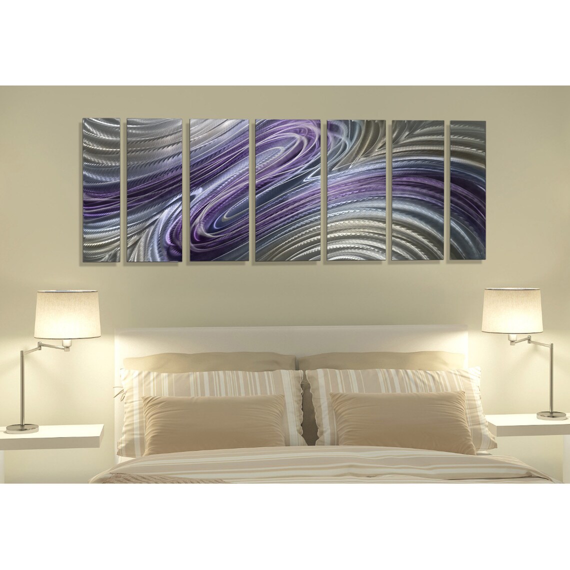 Silver & Purple Metal Wall Art Multi Panel Wall Art Abstract Etsy India