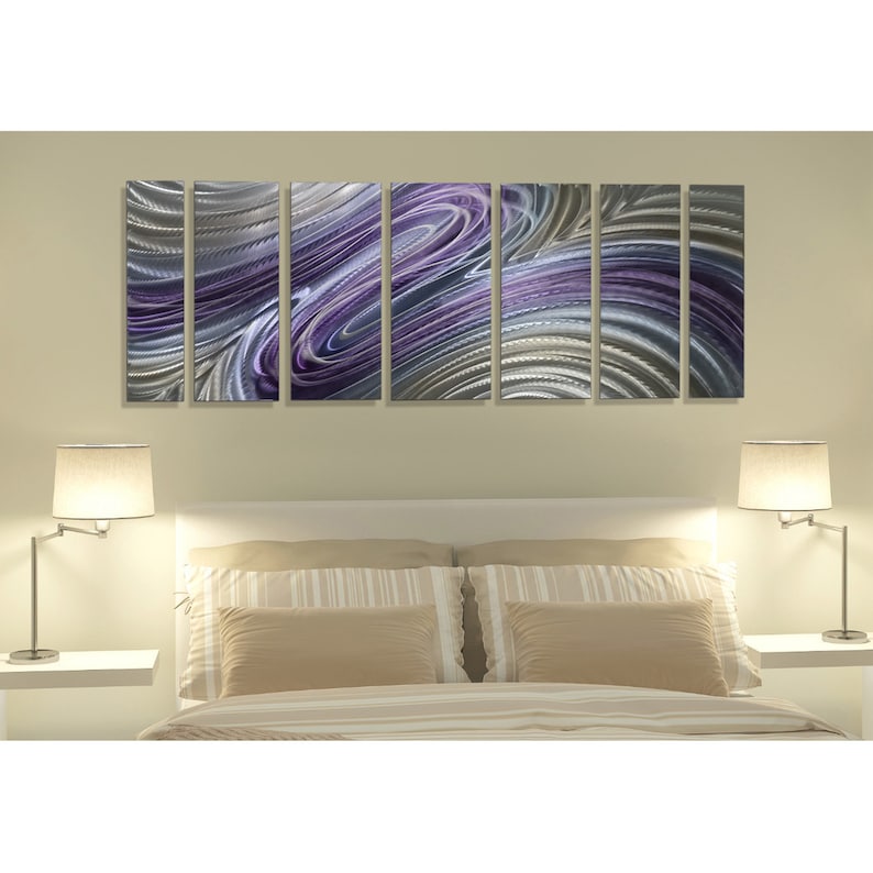 Silver & Purple Metal Wall Art Multi Panel Wall Art Abstract Etsy