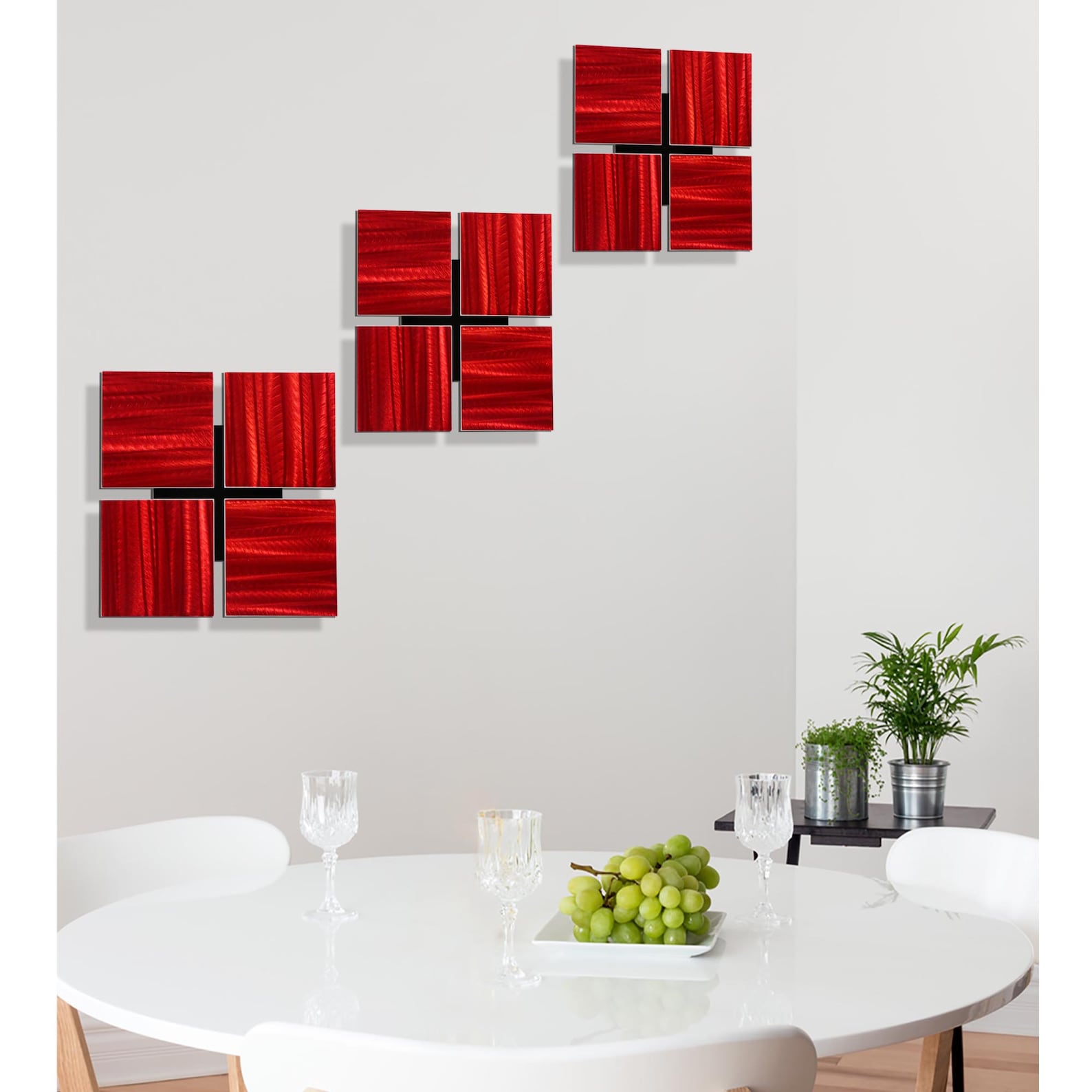 Red Metal Wall Art Multi Panel Wall Art Abstract Painting Etsy
