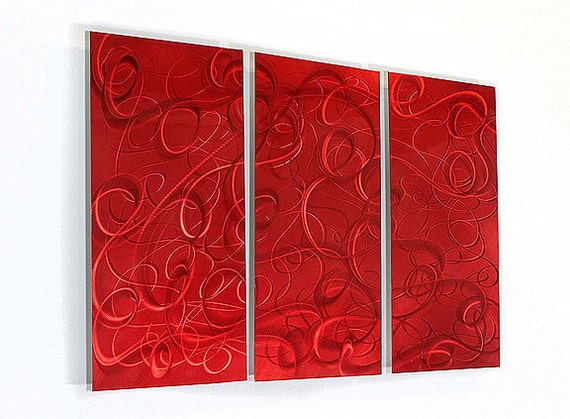 Red Abstract Metal Wall Art Modern Home Decor Bright Metal | Etsy