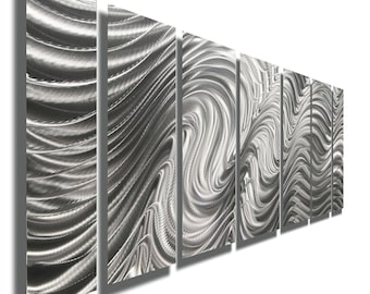 Statements2000 Abstract Metal Wall Art, Wall Sculpture, Indoor Outdoor Art, Metal Art, Silver Office Decor - Hypnotic Sands by Jon Allen