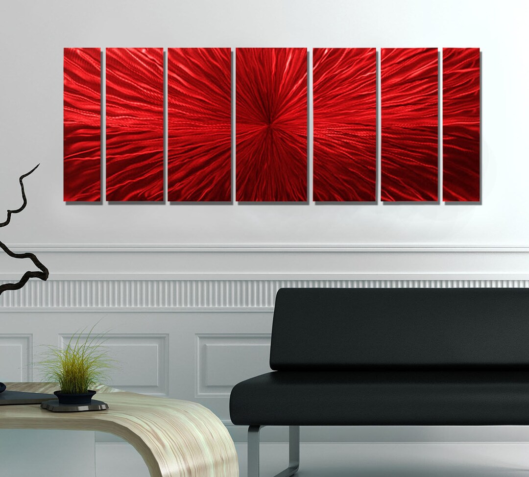 Red Metal Wall Art Multi Panel Wall Art Abstract Painting Etsy