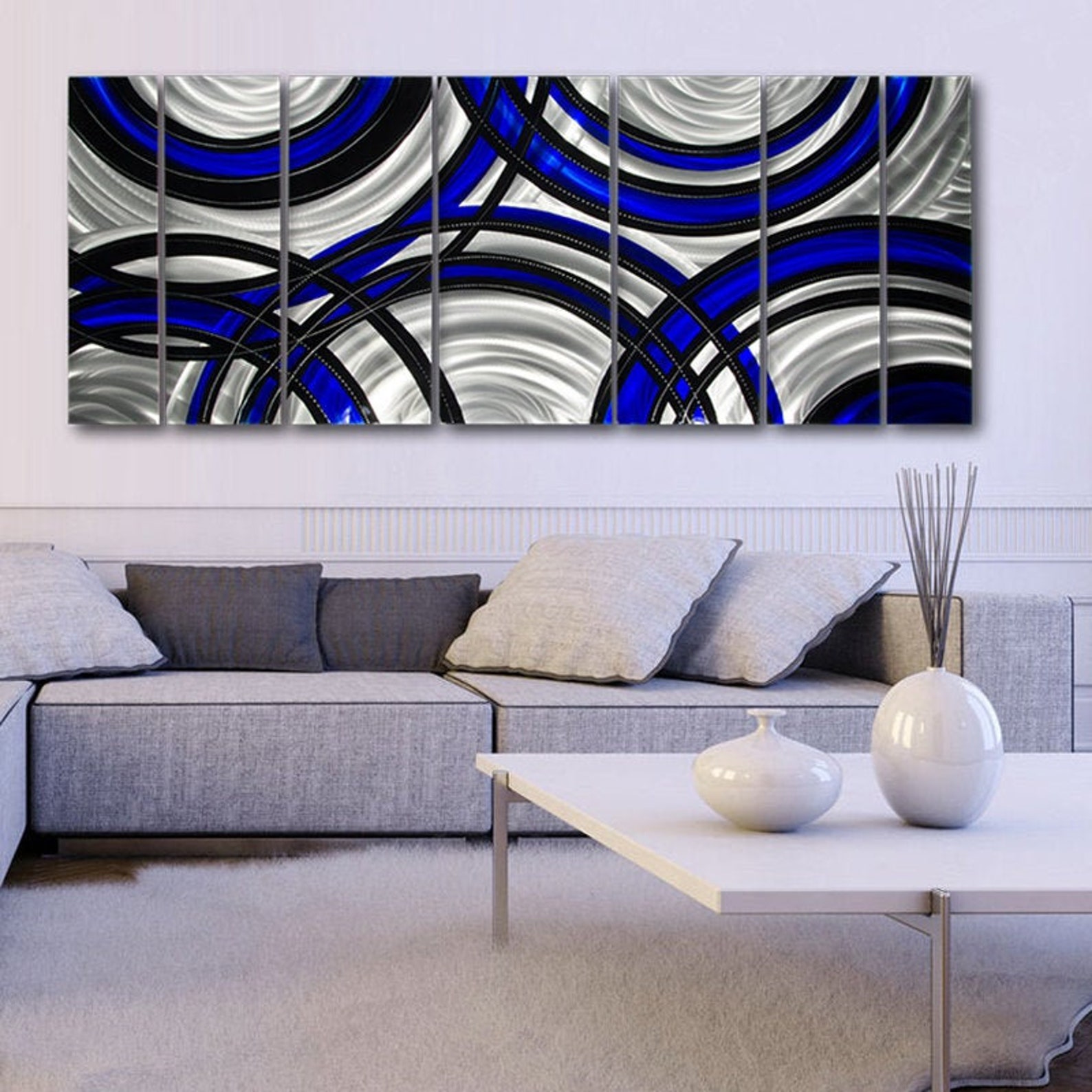Abstract Painting Metal Wall Art Multi Panel Wall Art Large Etsy