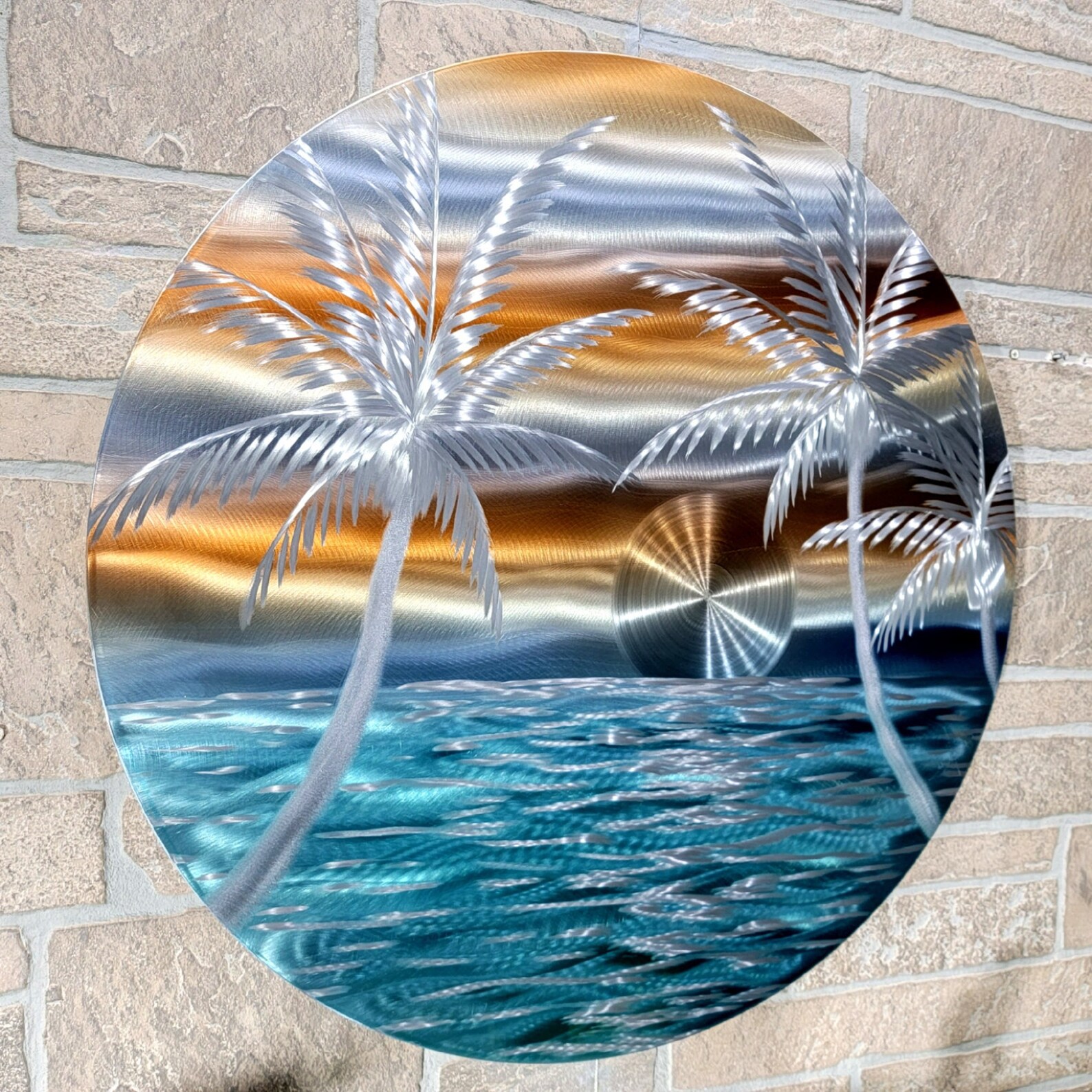 Ocean Water Palm Tree Hand painted Metal Wall Art Accent Etsy Ocean Water Palm Tree Hand painted Metal Wall Art Accent Etsy