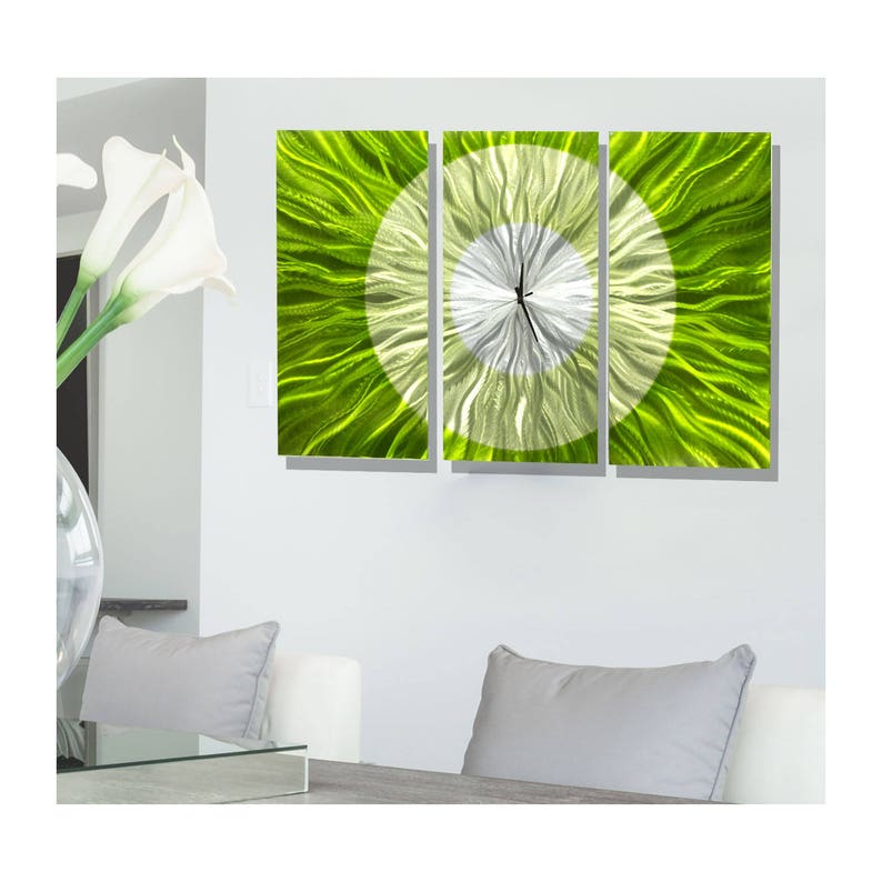 Statements2000 Abstract Modern Metal Wall Art Clock by Jon Allen Golden Burst