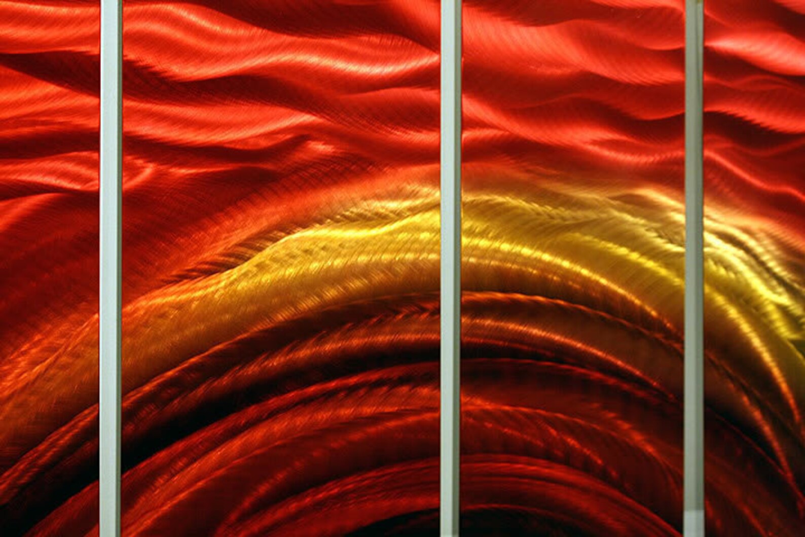 Large Red Orange & Gold Modern Metal Wall Art Indoor Etsy