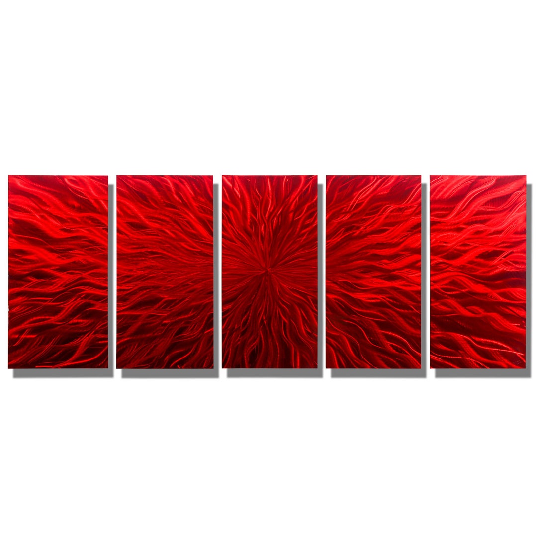 Red Metal Wall Art Multi Panel Wall Art Abstract Painting Etsy