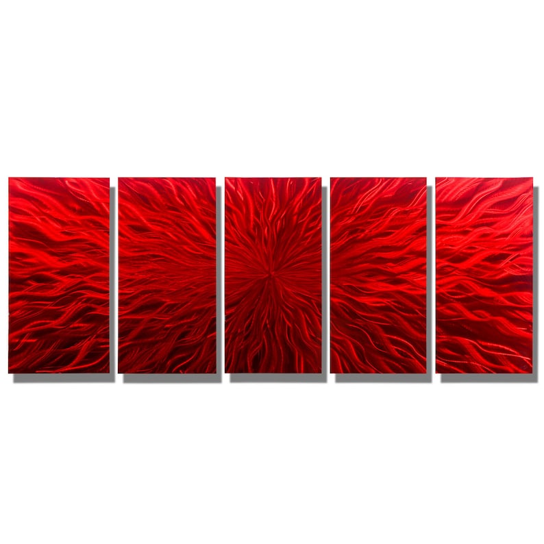 Red Metal Wall Art Multi Panel Wall Art Abstract Painting Etsy