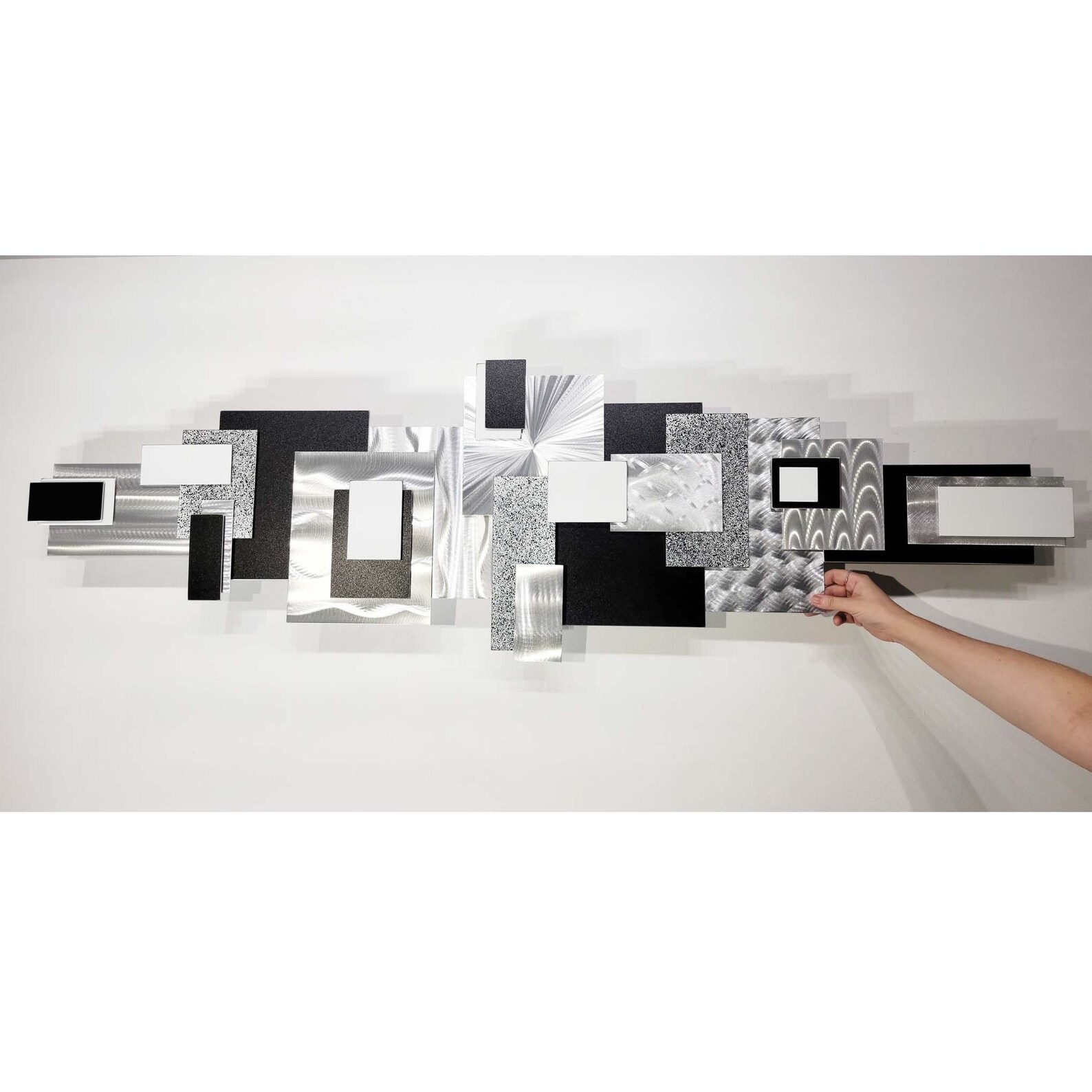 Black & White Metal Wall Art Large Geometric Art Abstract 3D Etsy