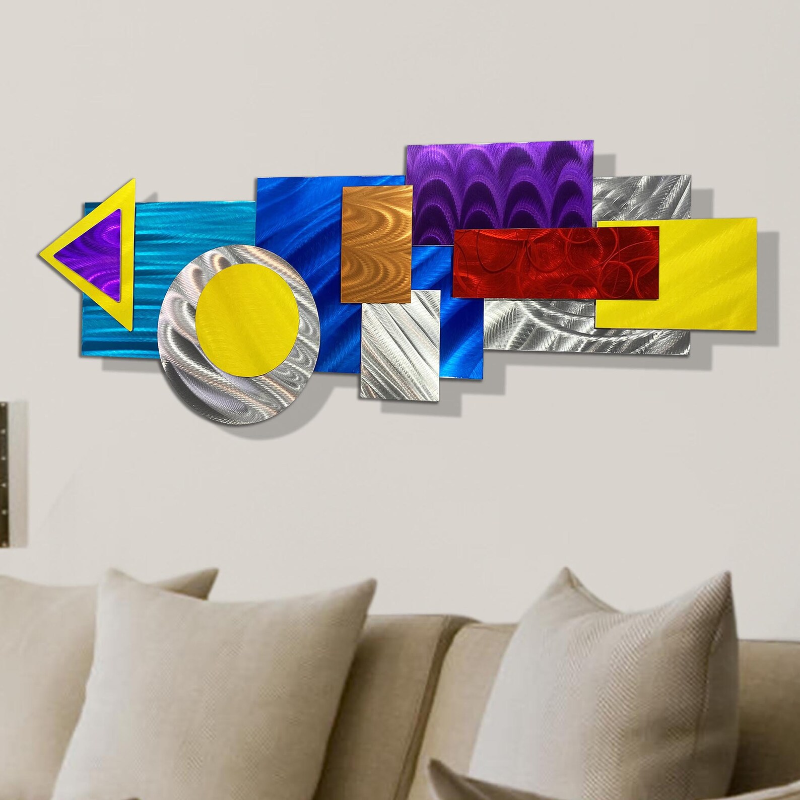 Multi Color Metal Wall Art Large Geometric Art Abstract 3D Etsy