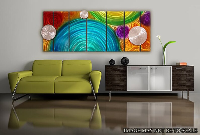 Colorful Large Abstract Metal Wall Art Modern Metal Painting Etsy