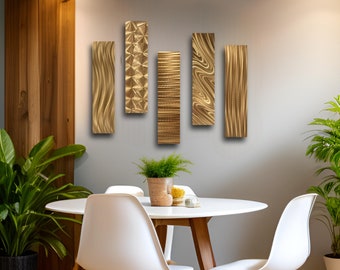 Metal Art Wall Sculptures Home Decor - Modern Metal Wall Art accent 5 Easy Pieces Copper Living Room- Foyer-Dining Room by Jon Allen