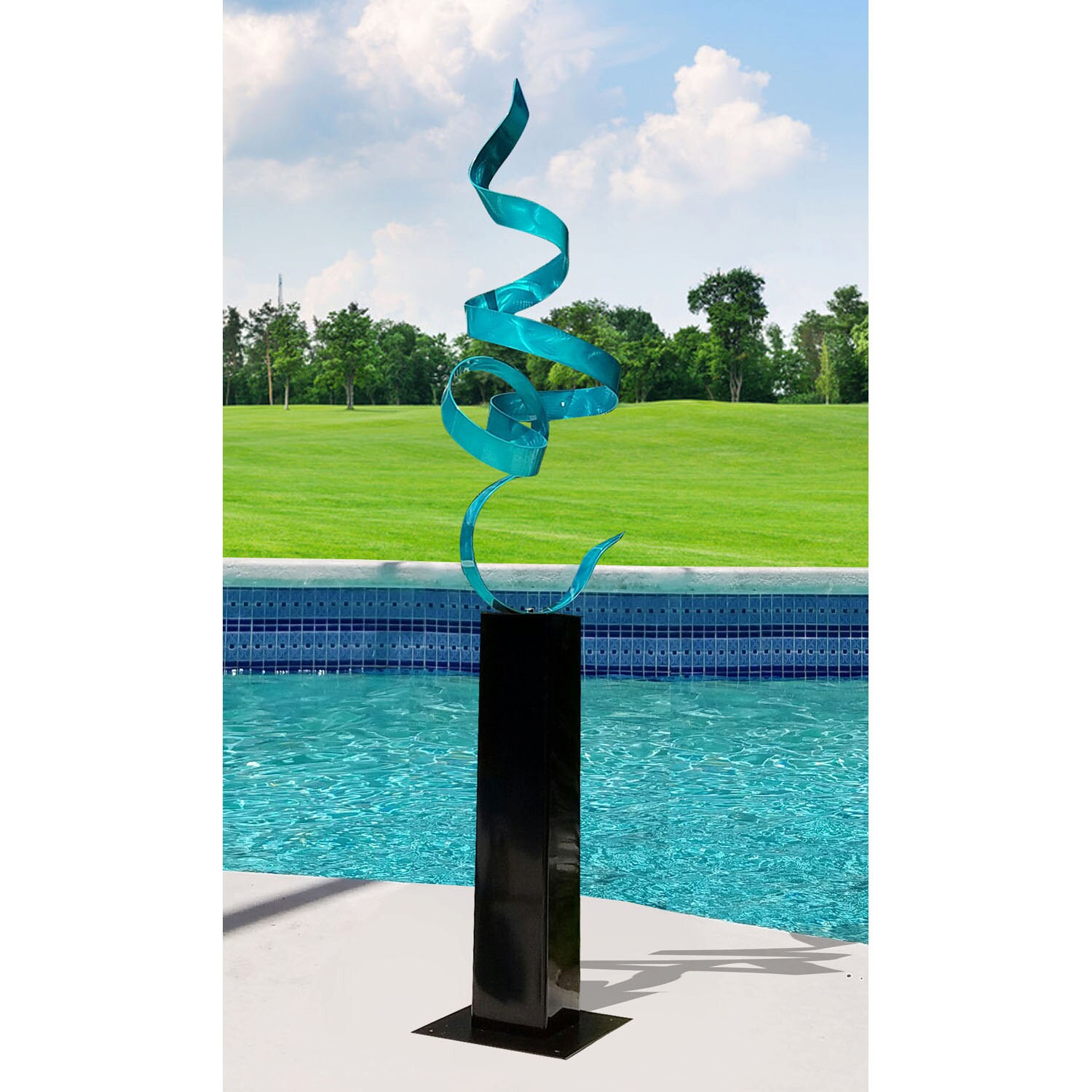 Large ELECTRIC BLUE ModernMetal Garden Sculpture Indoor Outdoor Art Jon Allen 
