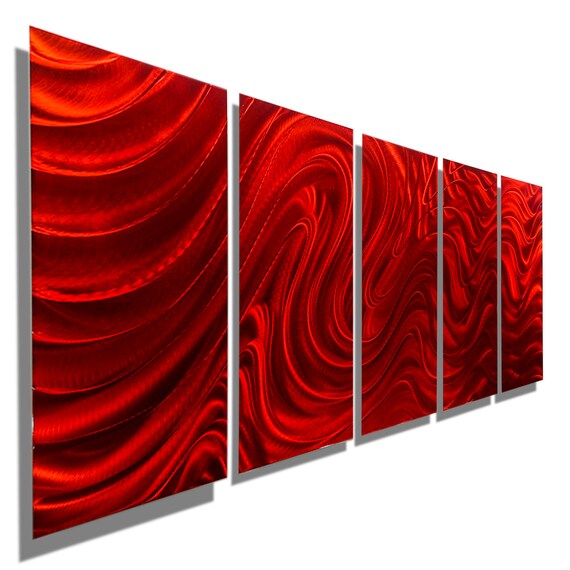 Red Abstract Metal Wall Decor Large Contemporary Metal Wall Etsy