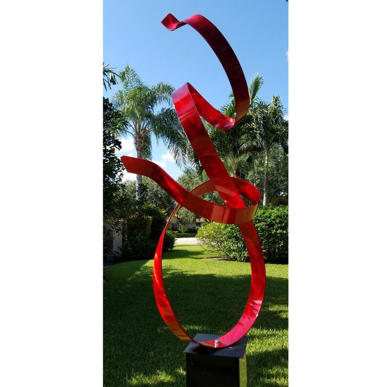 Metal Sculpture, Indoor Outdoor Art, Abstract Garden Decor Large Yard Sculpture, Contemporary Art Holiday Decor Red Allure 24 by Jon Allen zdjęcie 3
