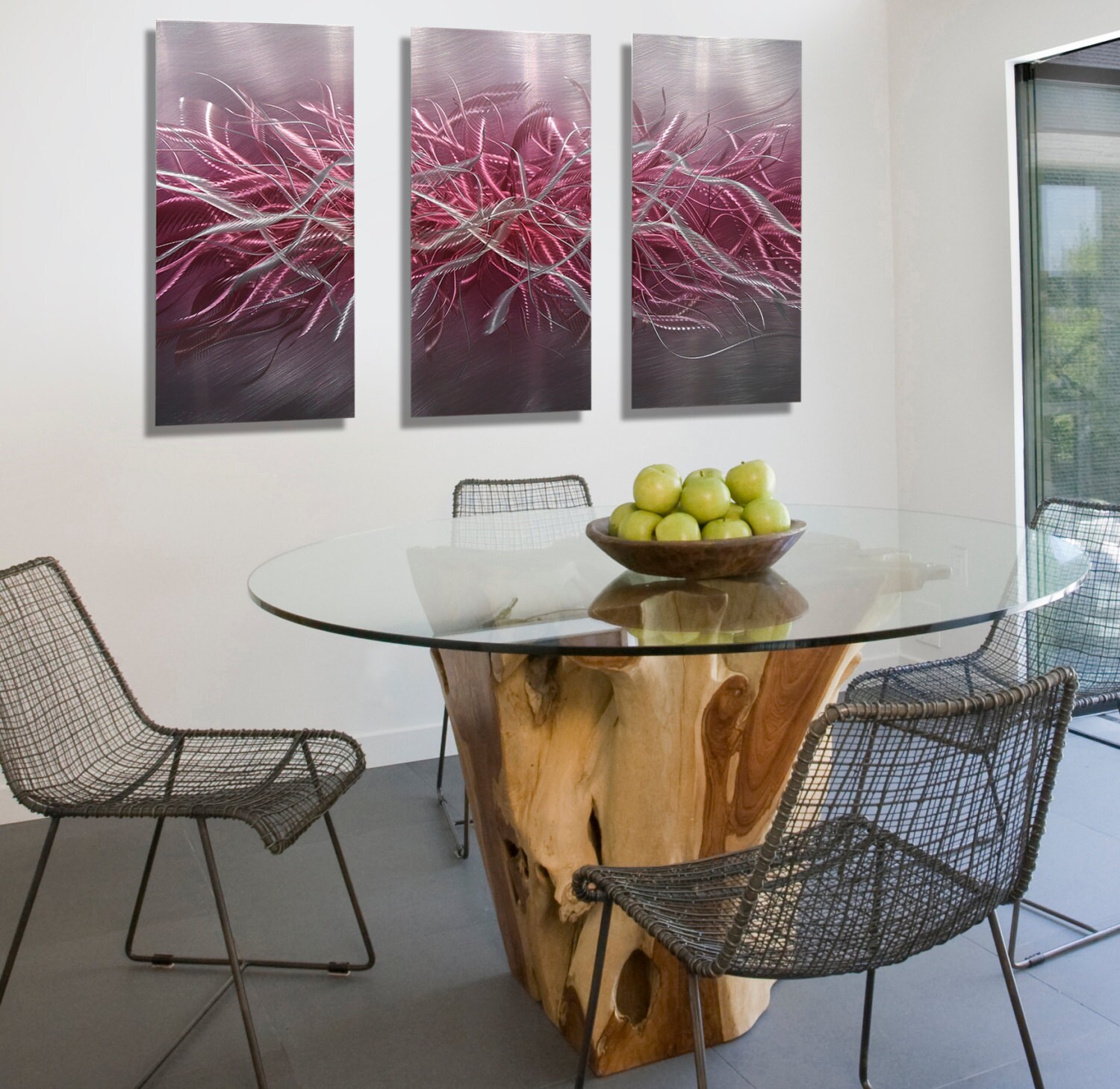 NEW Pink & Silver Abstract Metal Wall Art Modern Metal Etsy