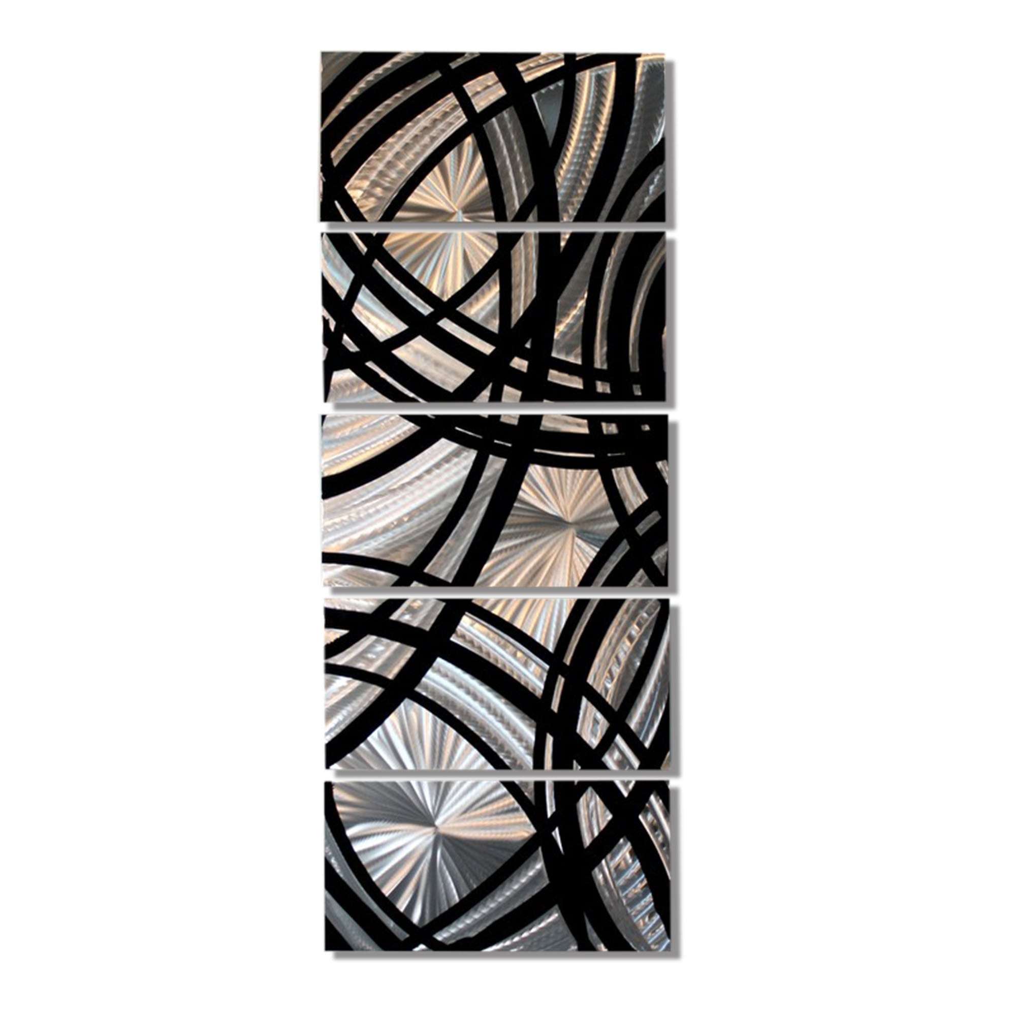 Silver & Black Abstract Painting Metal Wall Art Multi Panel Etsy UK