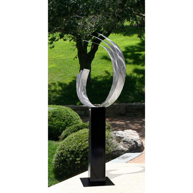 Silver Modern Metal Art Large Abstract Garden Sculpture Etsy